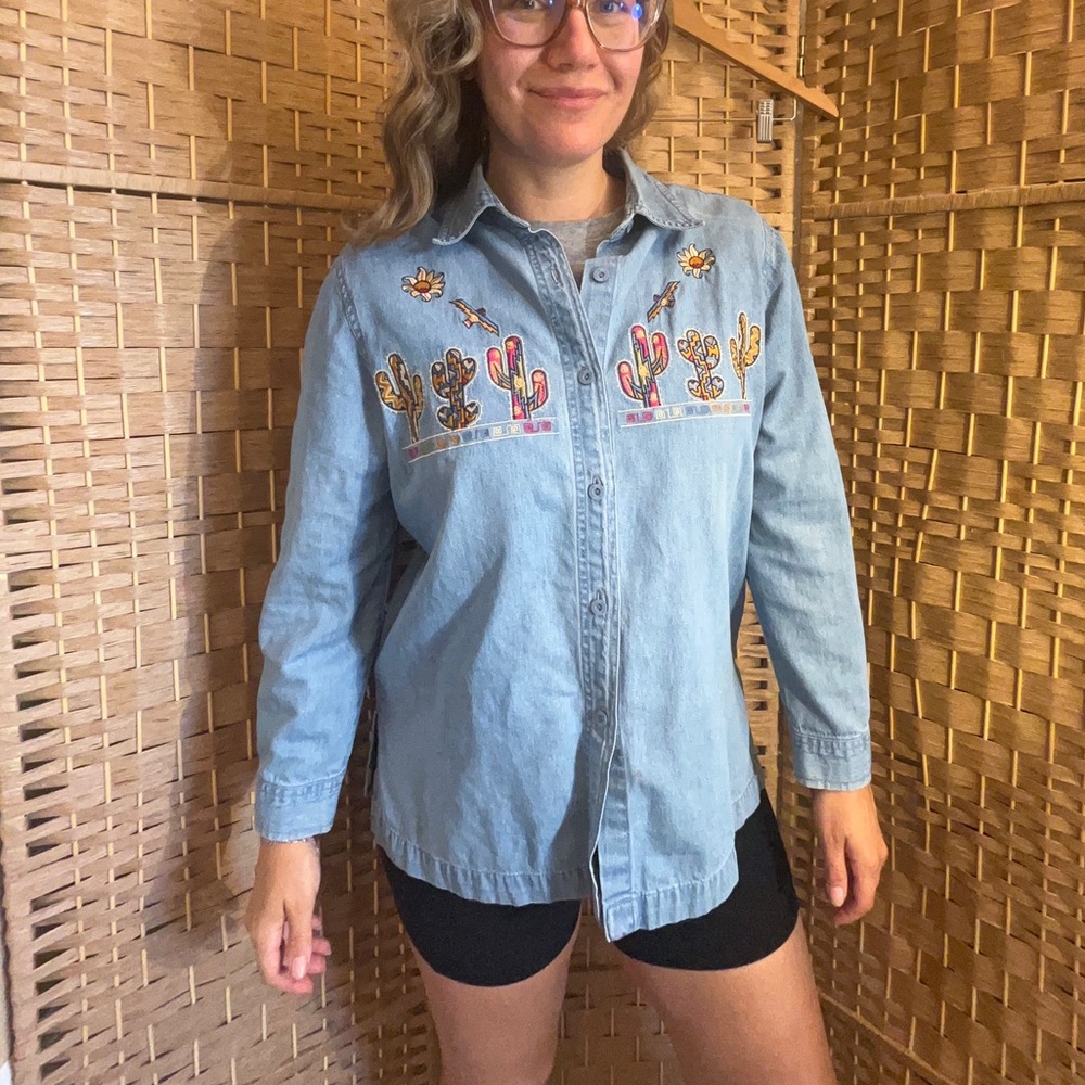 Passion Vintage Embroidered Southwest Denim Shirt